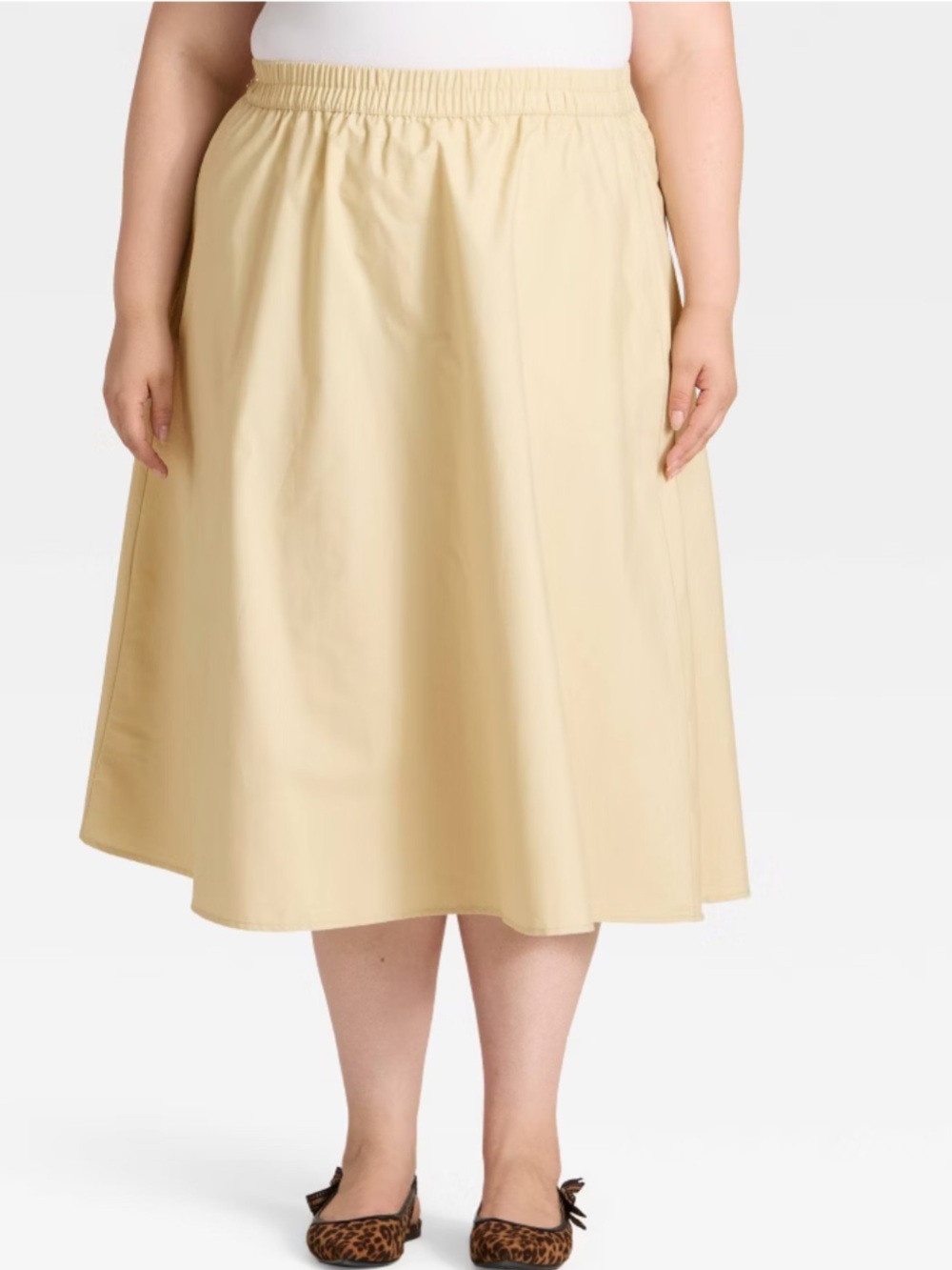 a new day Cream A-Line Elastic Waist Skirt
